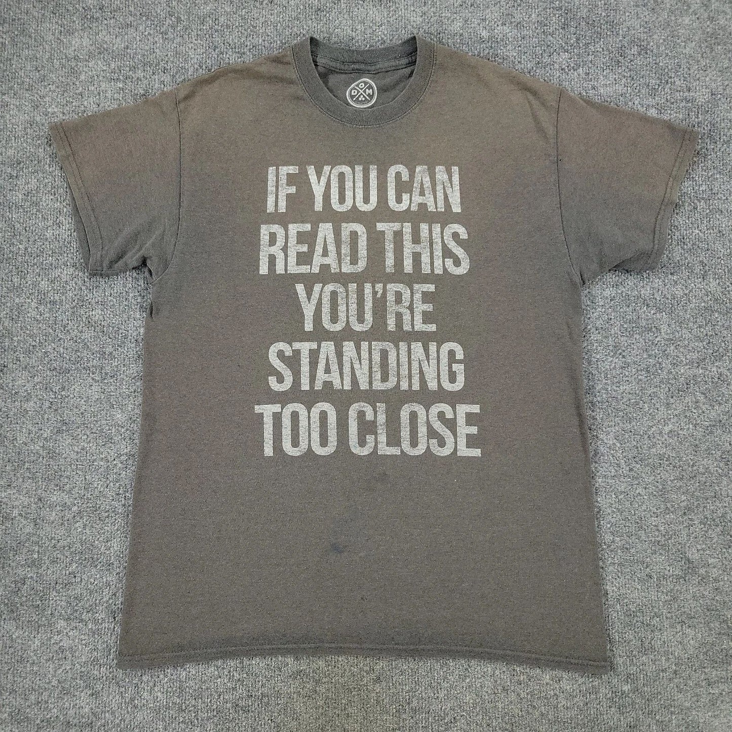 DOM Shirt Men's Medium Gray Humor Funny Graphic Tee Crew Neck Short Sleeve Adult
