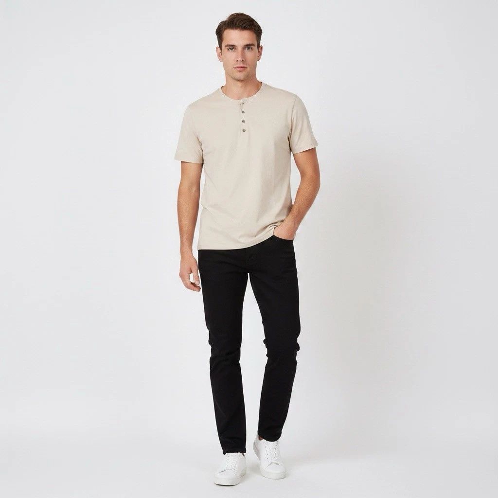 Eddie Bauer Men's Classic Fit Short Sleeve Soft Henley Large Khaki