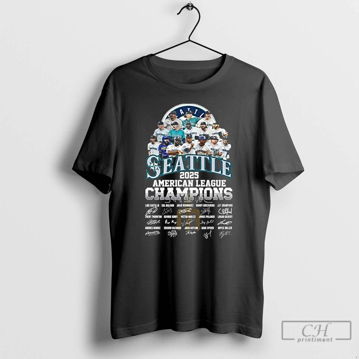 Classic Seattle Mariners Alcs Team 2025 American League Champions Signatures T Shirts