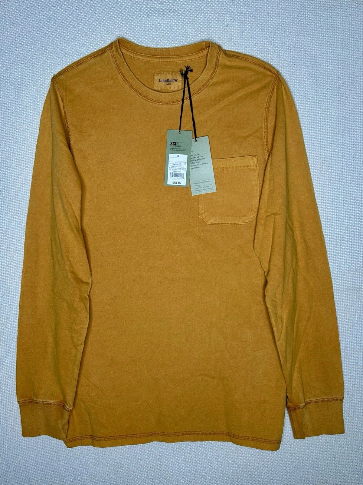 Goodfellow & Co Mens Long Sleeve Gold Mustard Passion Shirt Size Small NWT