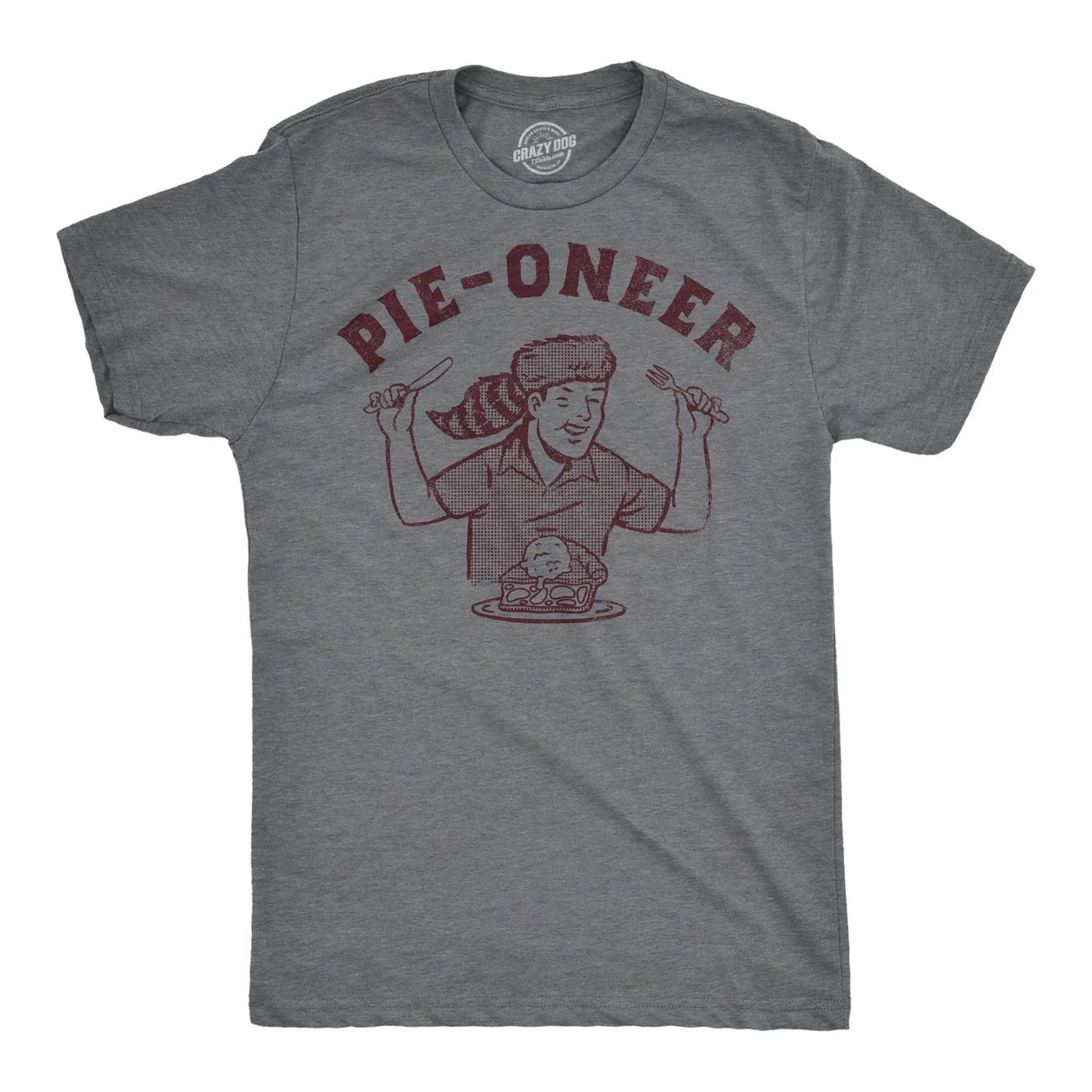 Mens Funny T Shirts Pie Oneer Sarcastic Pies Graphic Novelty Food Tee for Men