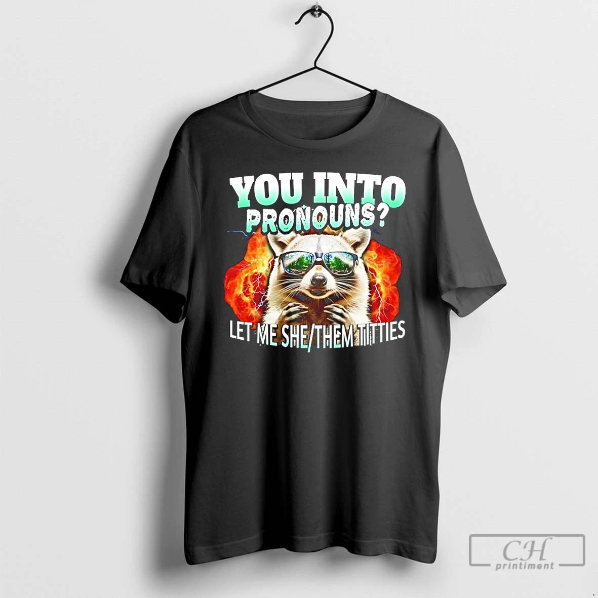 Classic Raccoon You Into Pronouns Let Me She Them Titties T Shirts