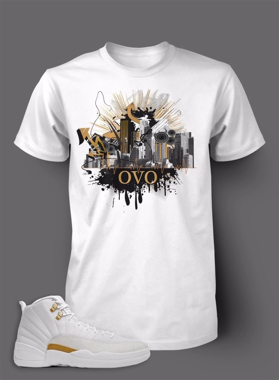 Graphic Sport Mens Pro Club Shaka Tee Shirt J12 OVO White Tee Music Hip Urban T