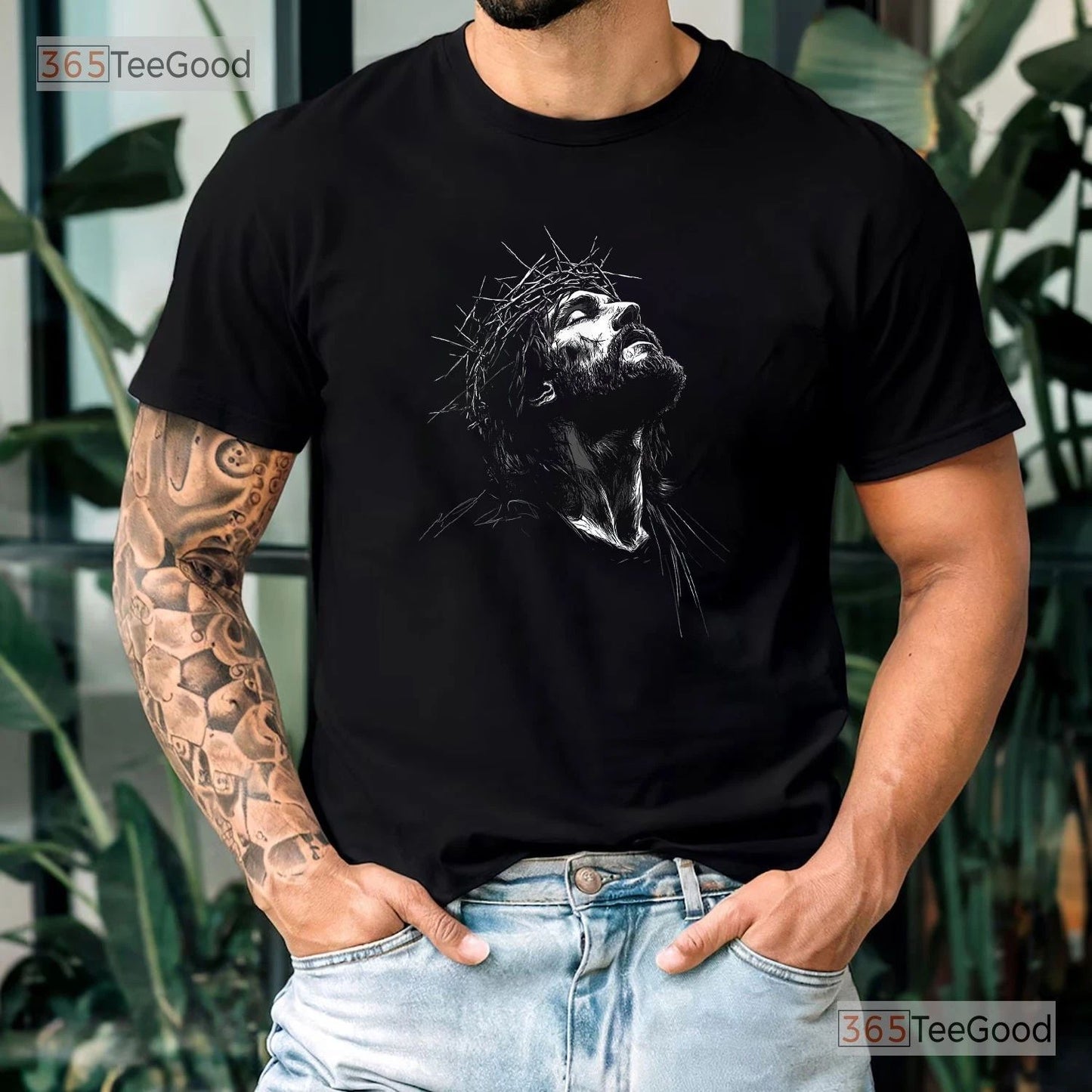 Jesus Christ Religious Faith Shirt, Simple Christian Graphic Tee For Men