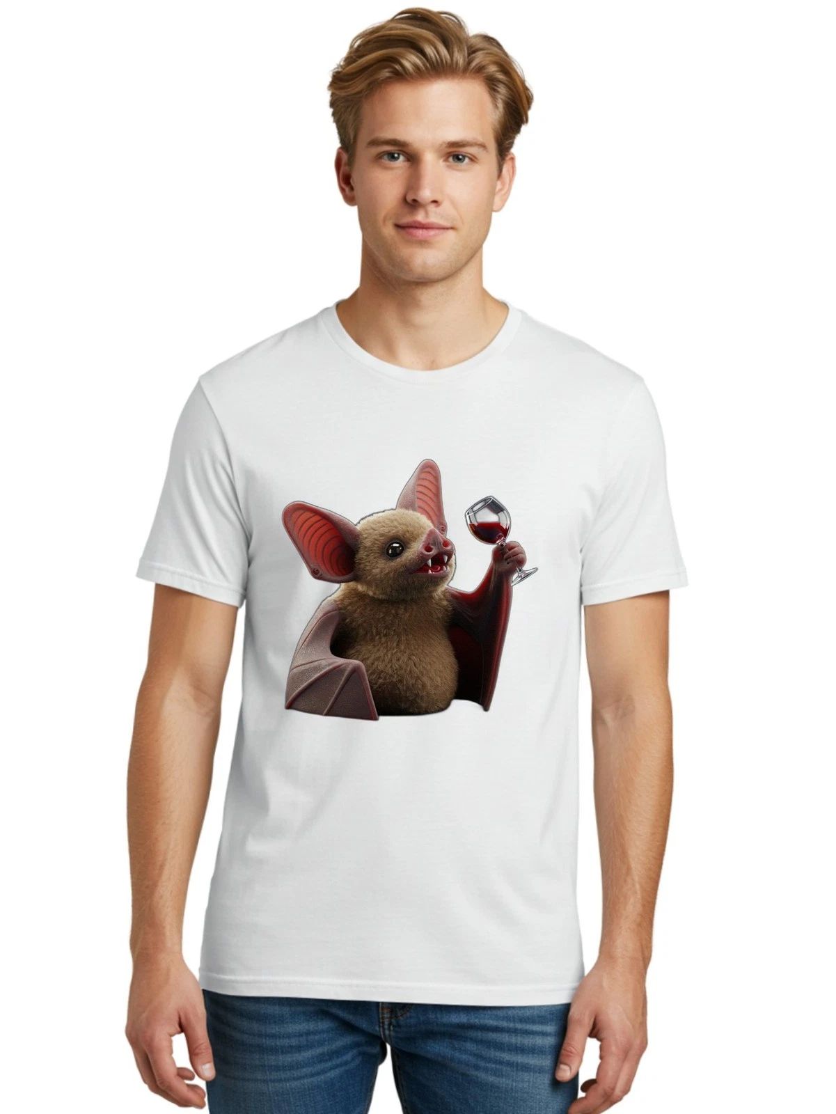 Vampire-Bat-1 Mens Graphic Tee, 100% Cotton, Casual Summer Wear