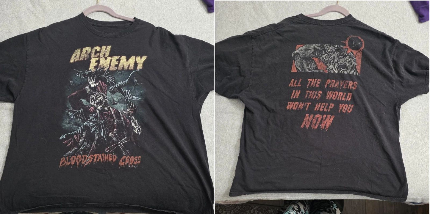 Black and red Arch Enemy Bloodstained Cross tee