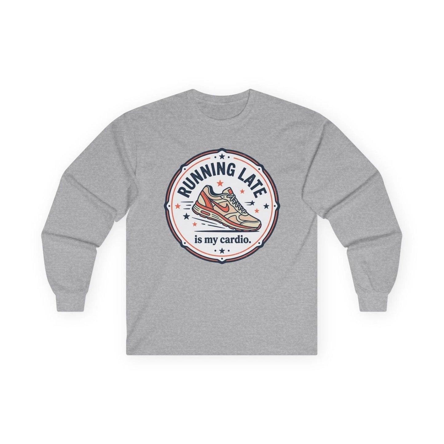 Running Late Is My Cardio long sleeve tee | Running Shoe Graphic