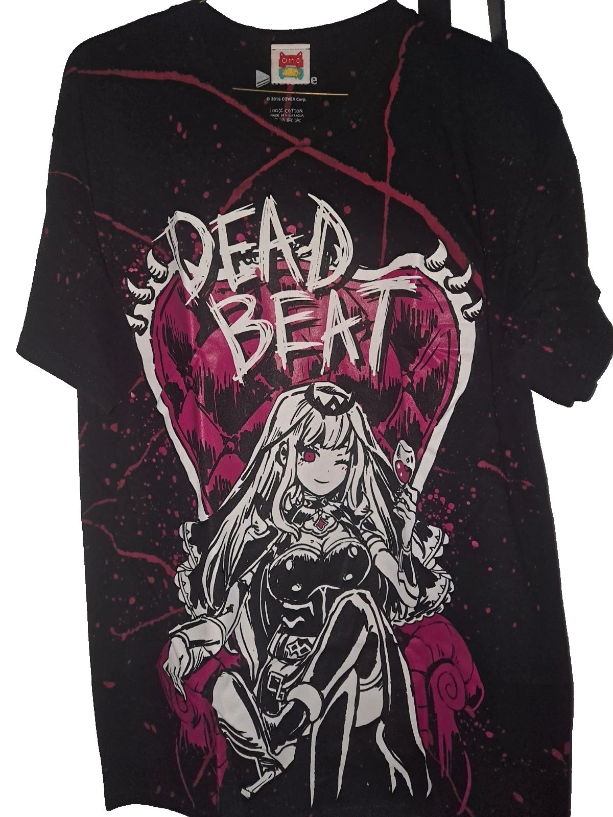 OMOCAT × Hololive : Mori Calliope DEAD BEAT AOP Splatter Large Tshirt