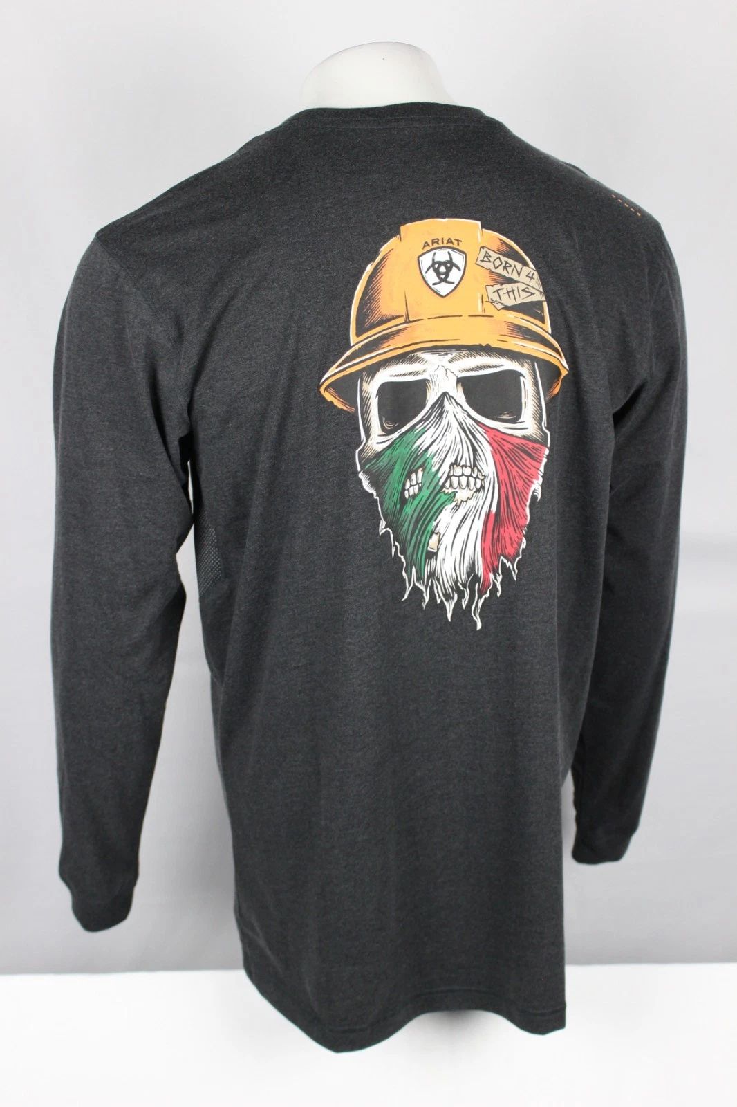 Ariat Men's Rebar Workman Born For This T Shirt Long Sleeve Charcoal Mexico
