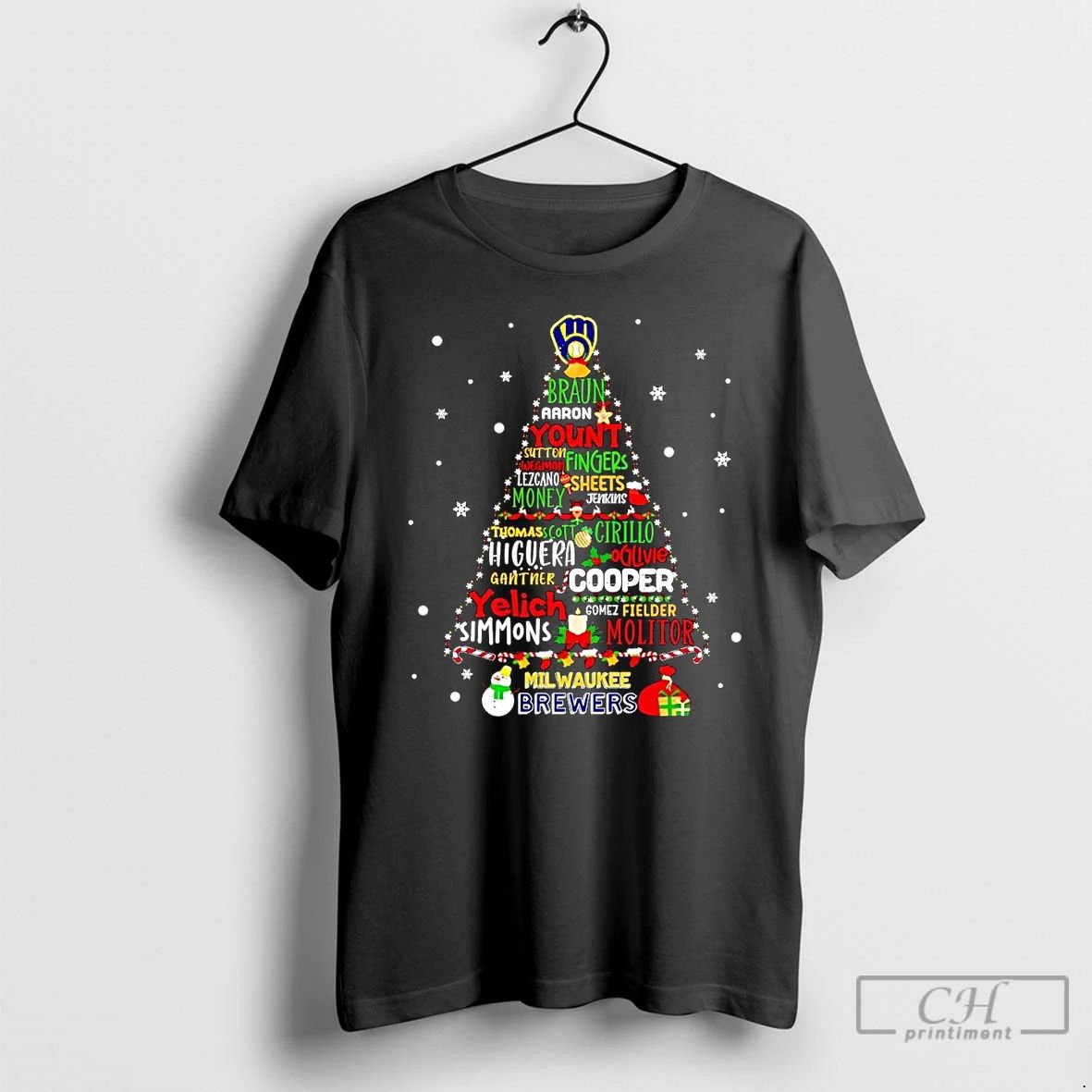 Classic Milwaukee Brewers Players Names Christmas Tree T Shirts