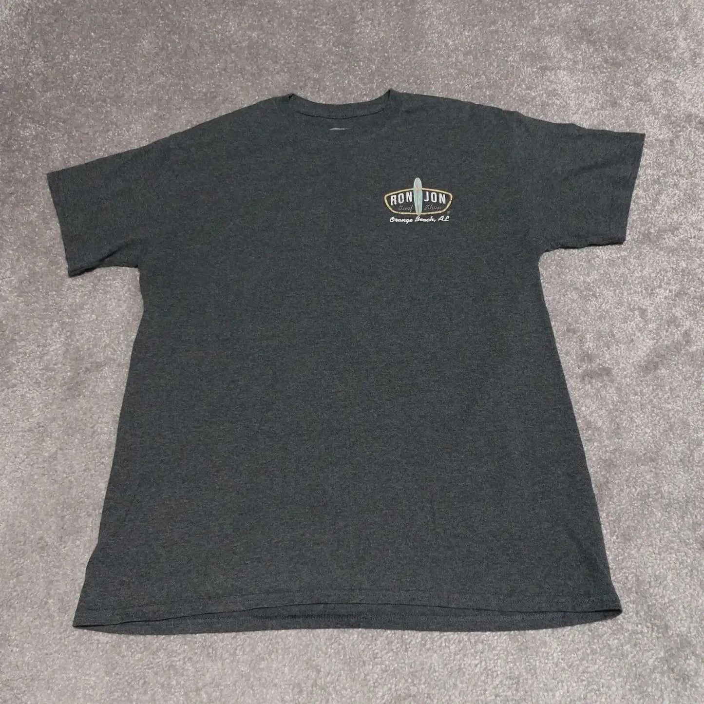 Ron Jon Surf Shop T-Shirt Men's Medium Gray Graphic Short Sleeve Pullover Shirt