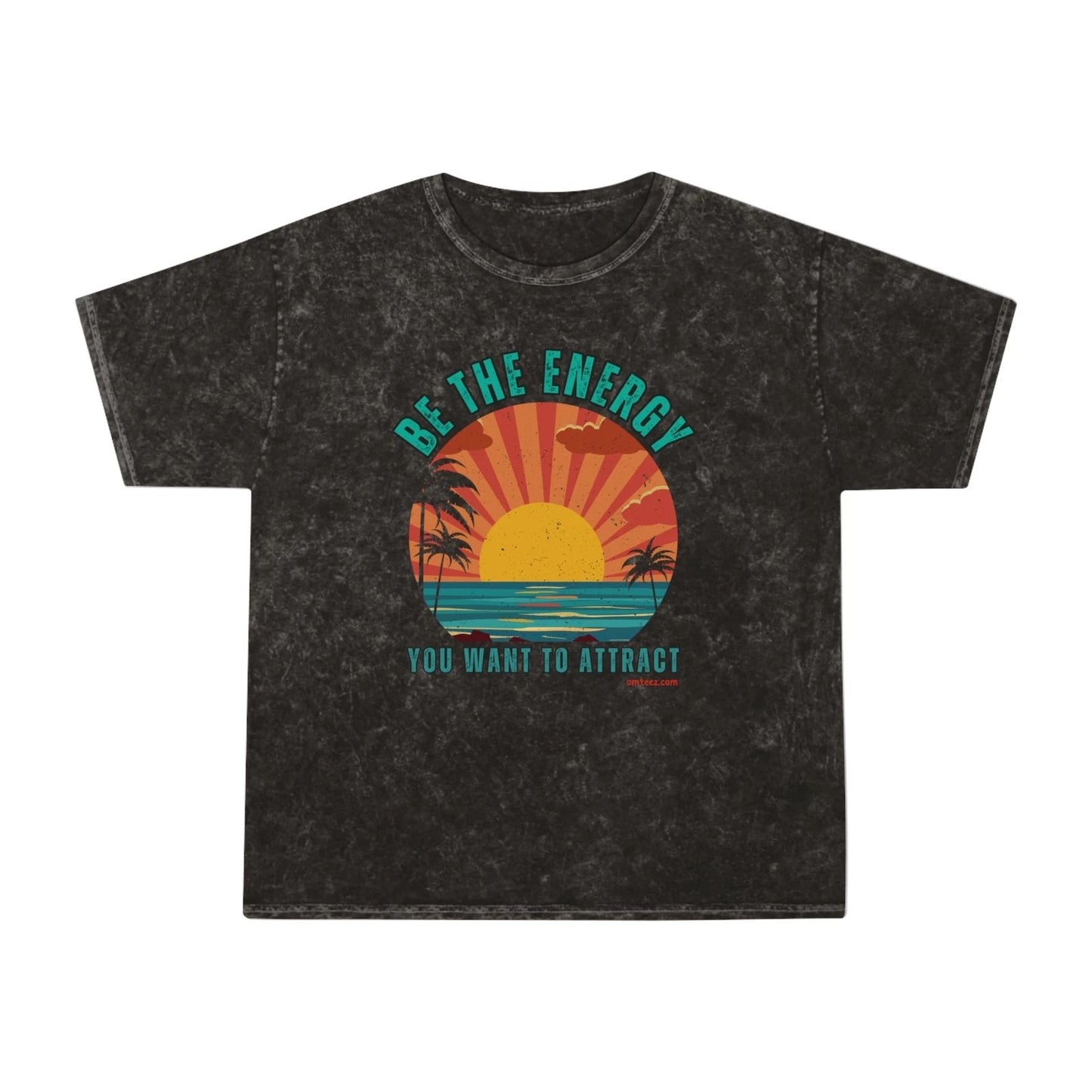 Be The Energy Unisex Mineral Wash T-Shirt - Vibrant Sunset Design
