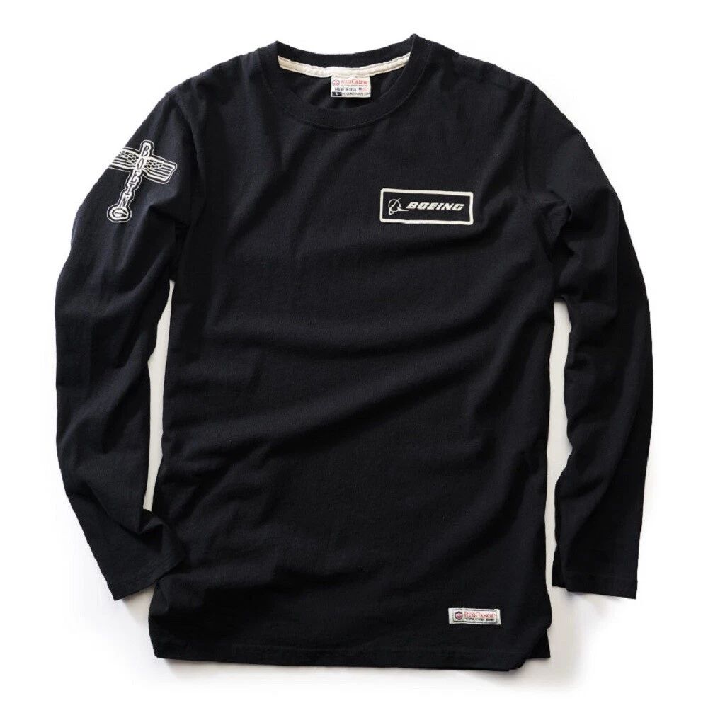 Red Canoe Boeing Vintage Logo Long Sleeve T-Shirt - Black