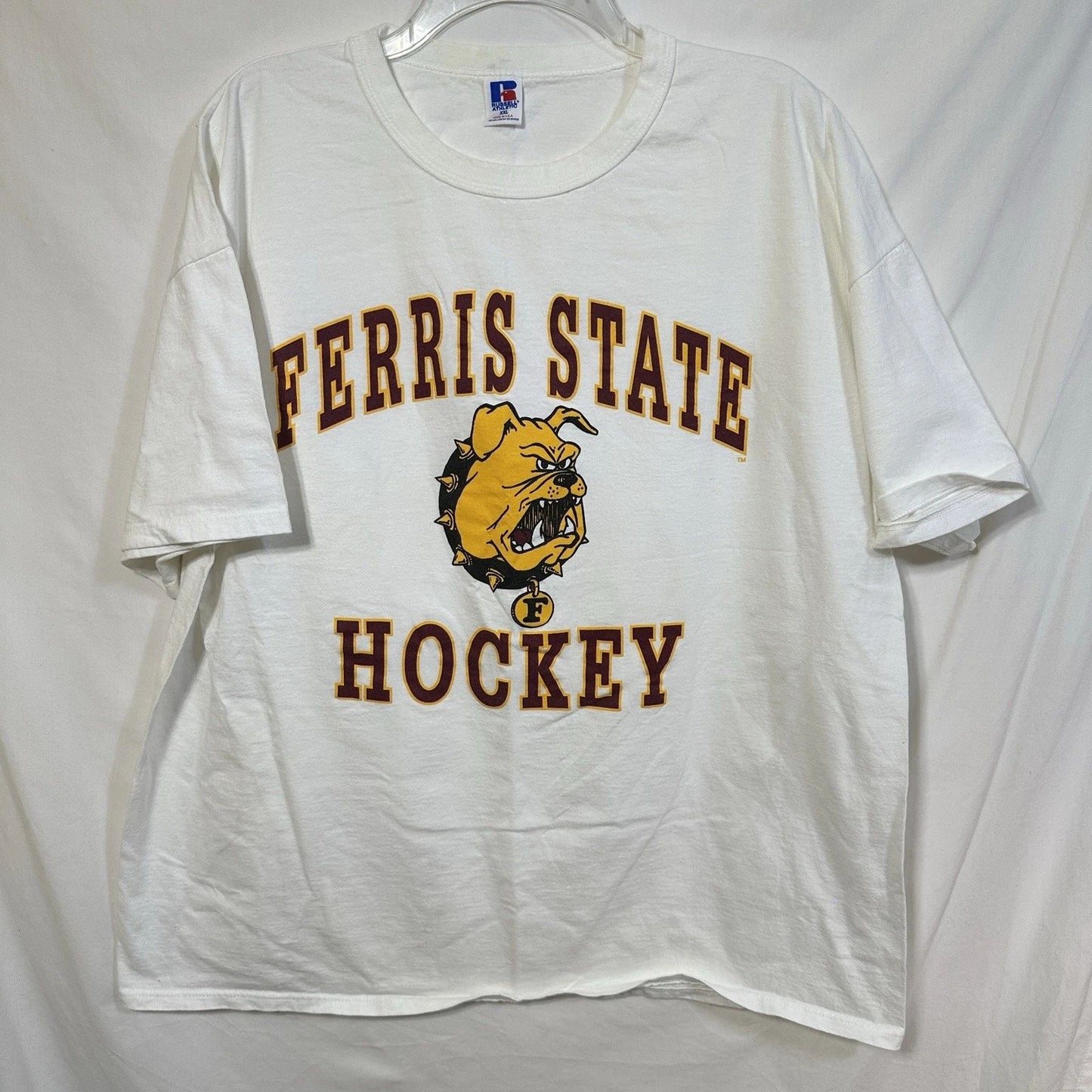 Vintage Ferris State Bulldogs Hockey Russell Athletic XXL USA Made T-Shirt 2XL