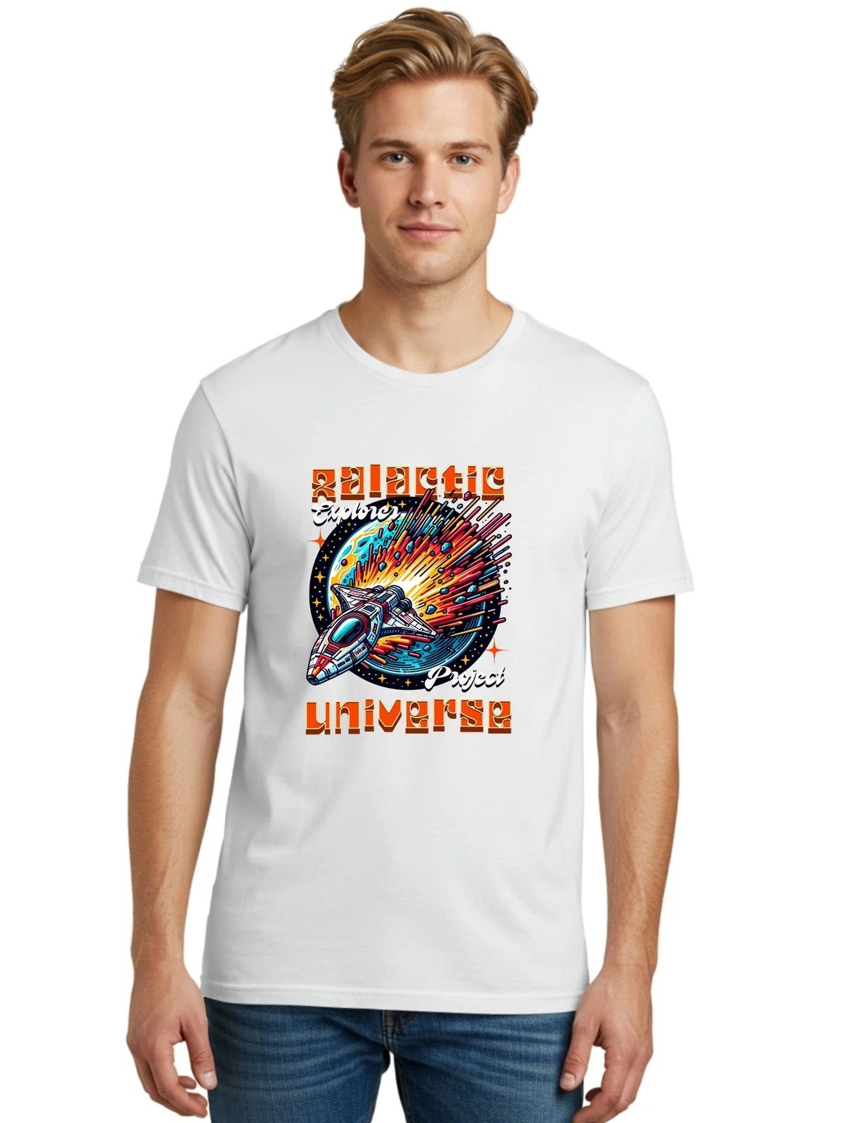 Galactic-Universe Mens Graphic Tee,100% Cotton,Casual Summer Wear