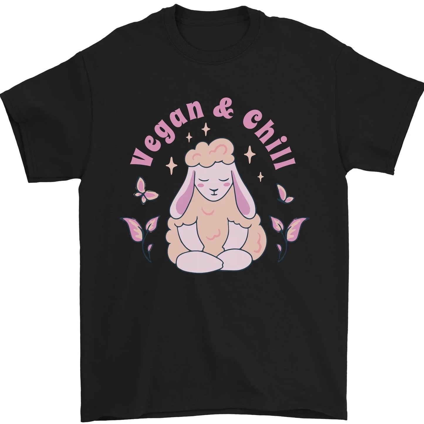 Vegan & Chill Meditation Yoga Spiritual Mens T-Shirt 100% Cotton