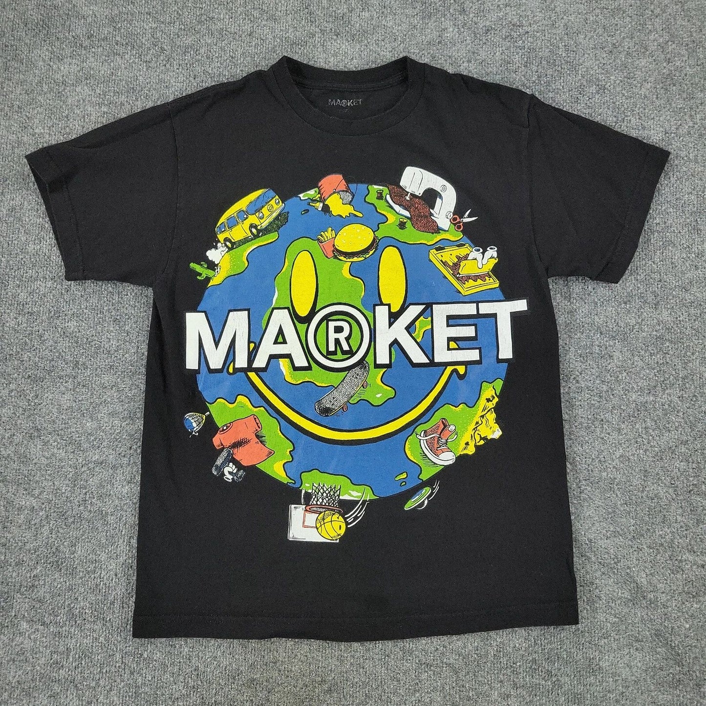 Market Shirt Men's Medium Black MA®KET Logo Earth Graphic Tee Short Sleeve Adult