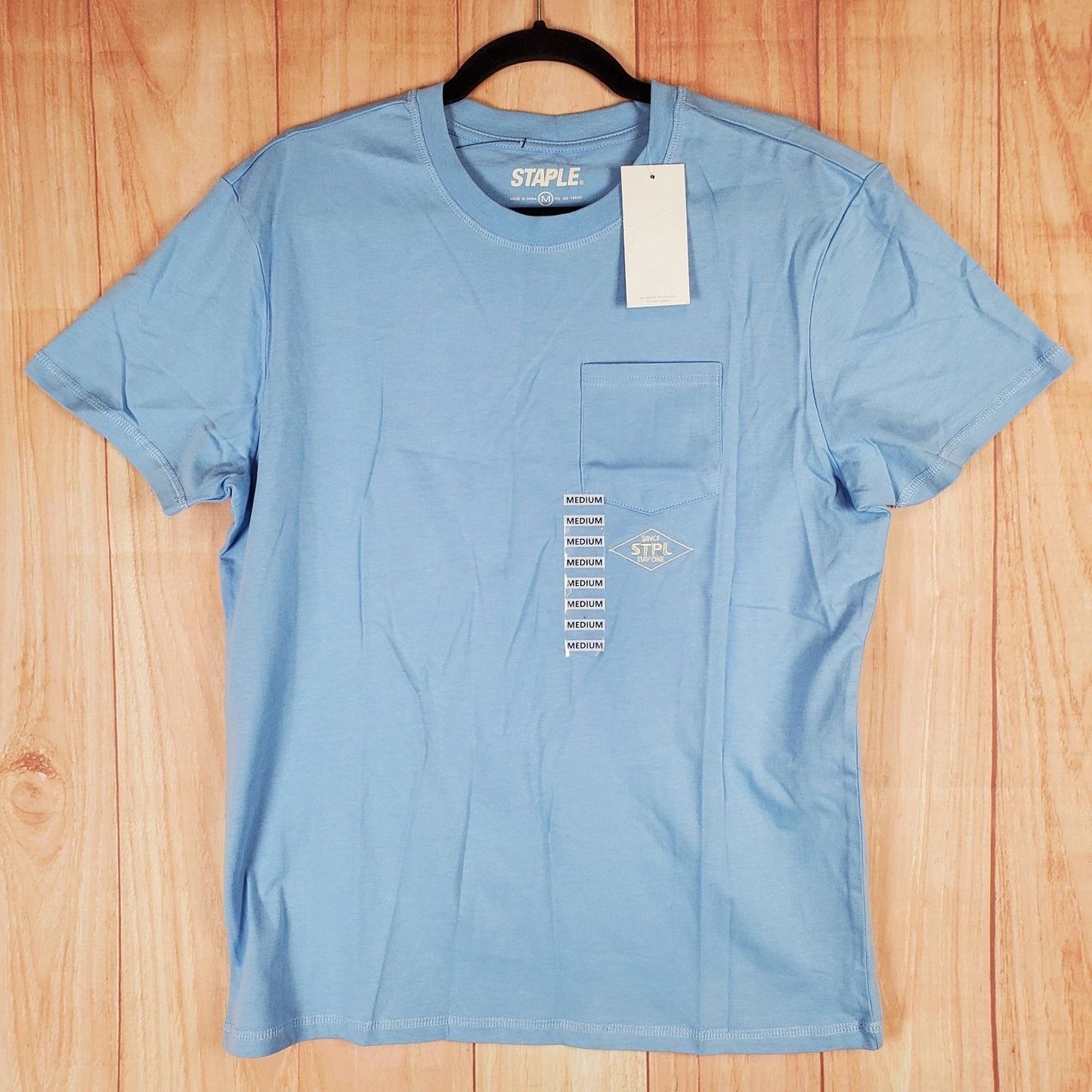 Staple T Shirt Mens Medium Light Blue Cotton Logo Crew Neck Casual Streetwear