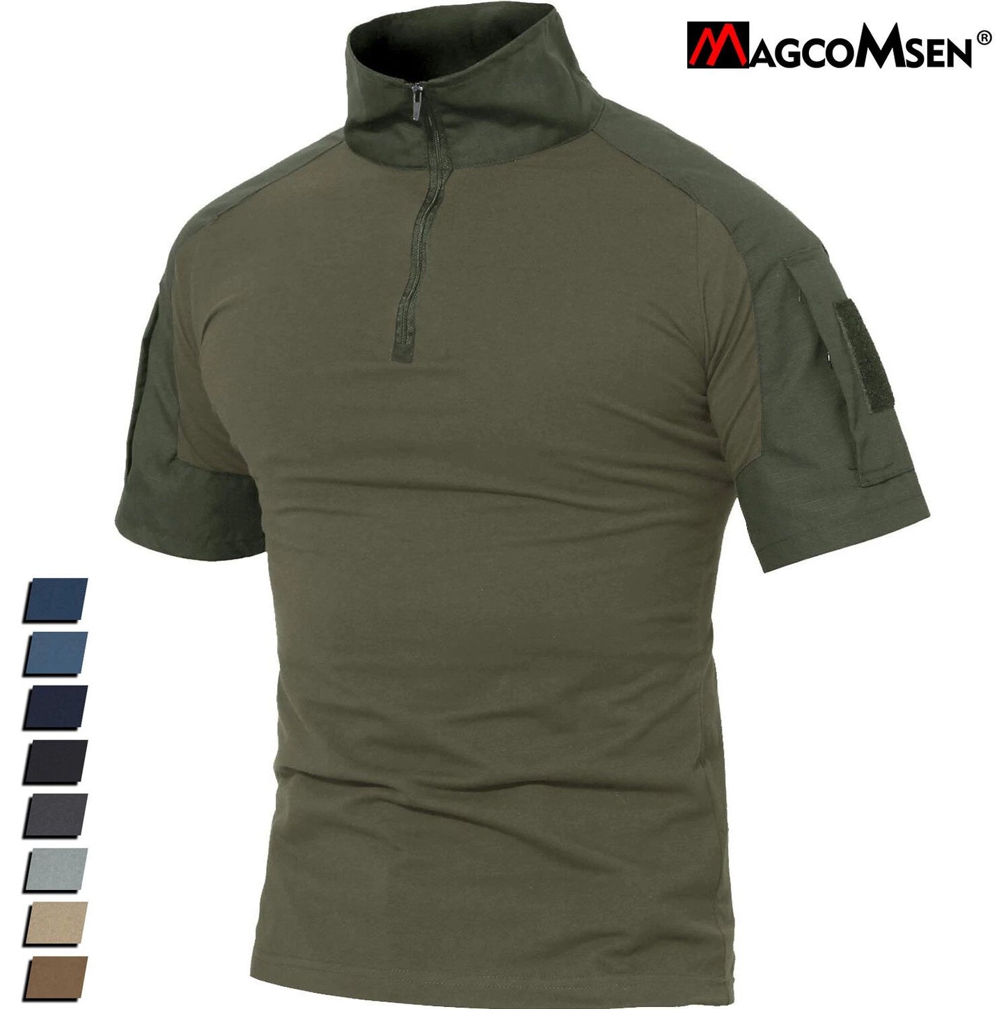 Men's Summer Short Sleeve Shirts 1/4 Zip Outdoor Pullover Slim Fit Work T-Shirts