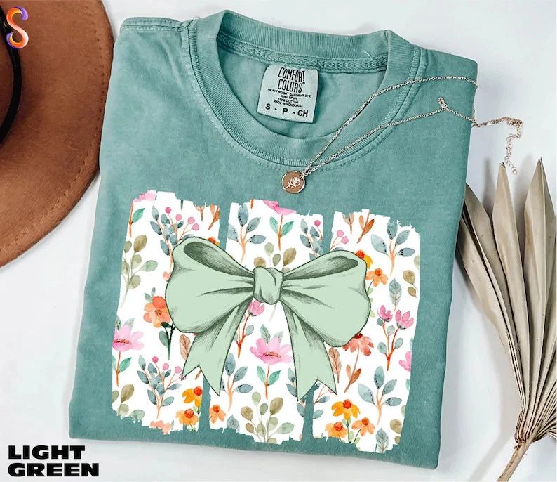 Coquette Bow Wildflowers Comfort Tee Aesthetic Soft Cute Floral