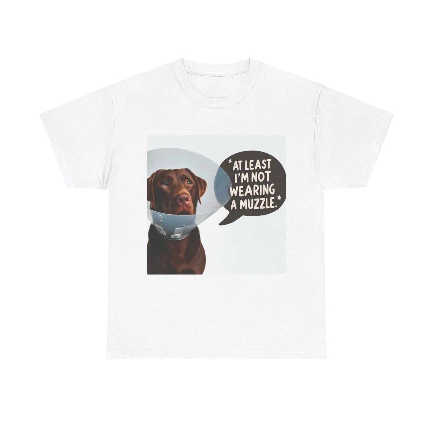 Unisex Adult T Shirt Humorous Labrador Protective Cone Lab Dog Pet Lover Humor