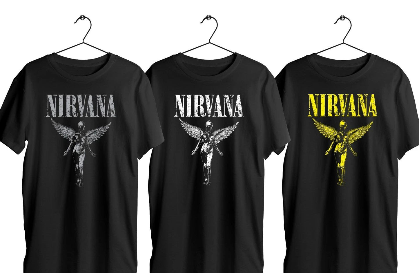 In Utero unisex black T-Shirt made of breathable poly - Rock & Roll Grunge Alte