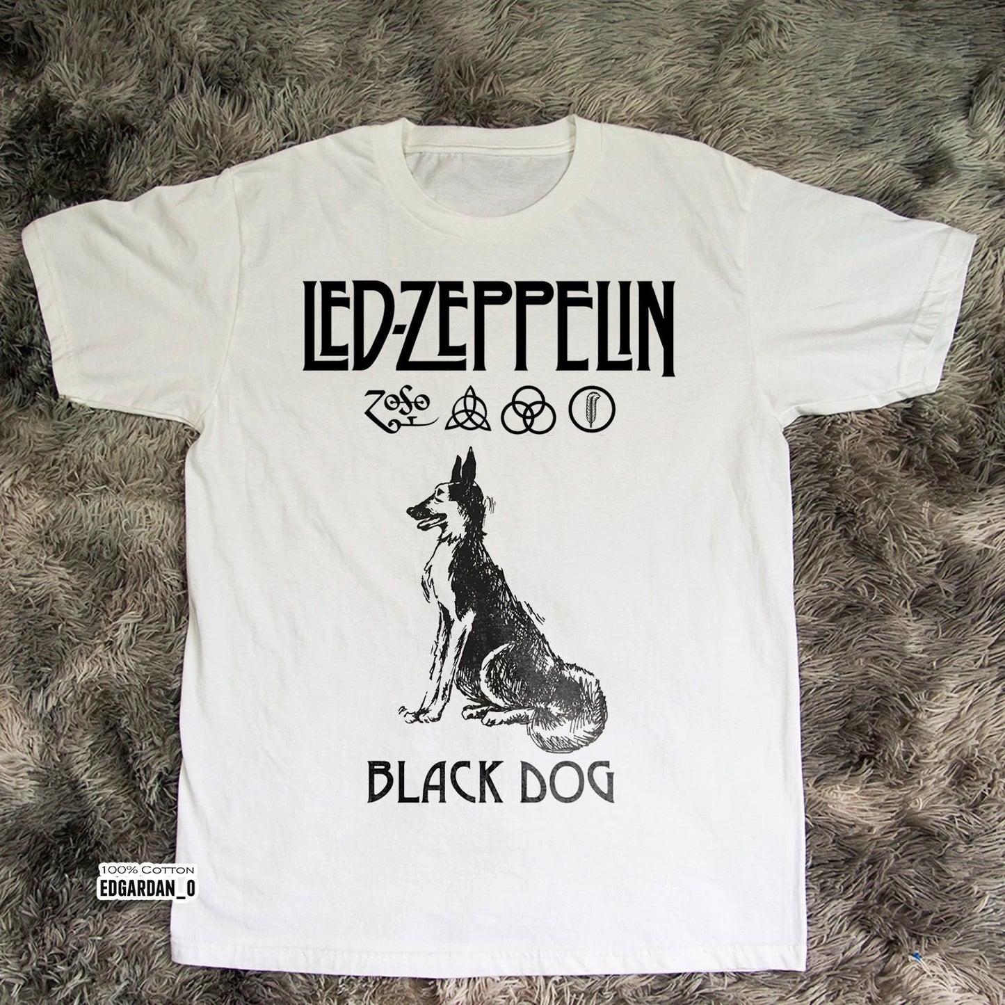 Led Zeppelin Black Dog Album, Heavy Cotton White Unisex T-shirt Size S-5XL