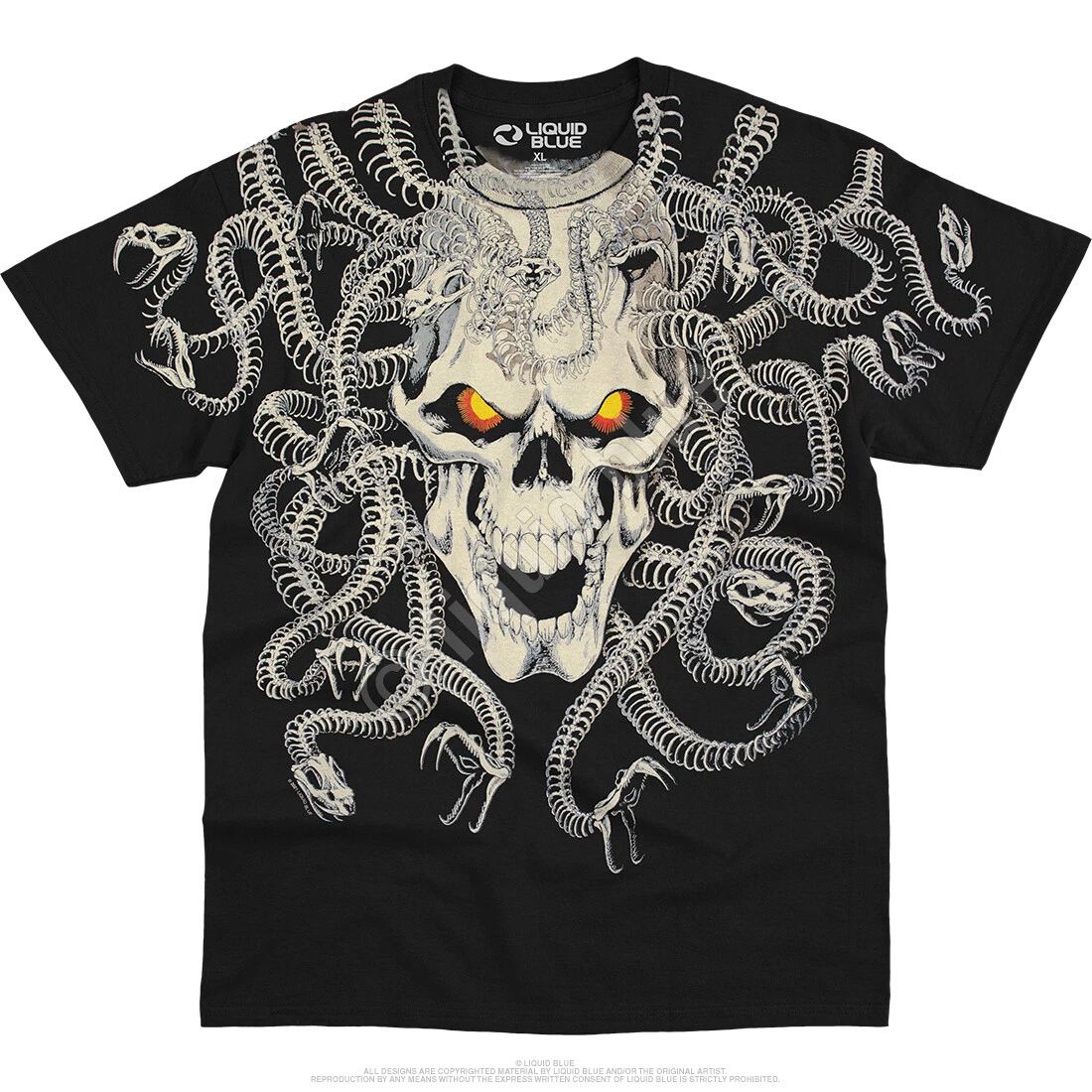 FANTASY-MEDUSA -SKULL-SNAKES-2 SIDED-T-SHIRT S-M-L-XL-XXL Horror-Scream