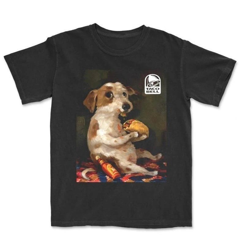 Dog Chill With Taco Bell Vintage Graphic T-shirt, Funny Meme Sweatshirt S-3XL