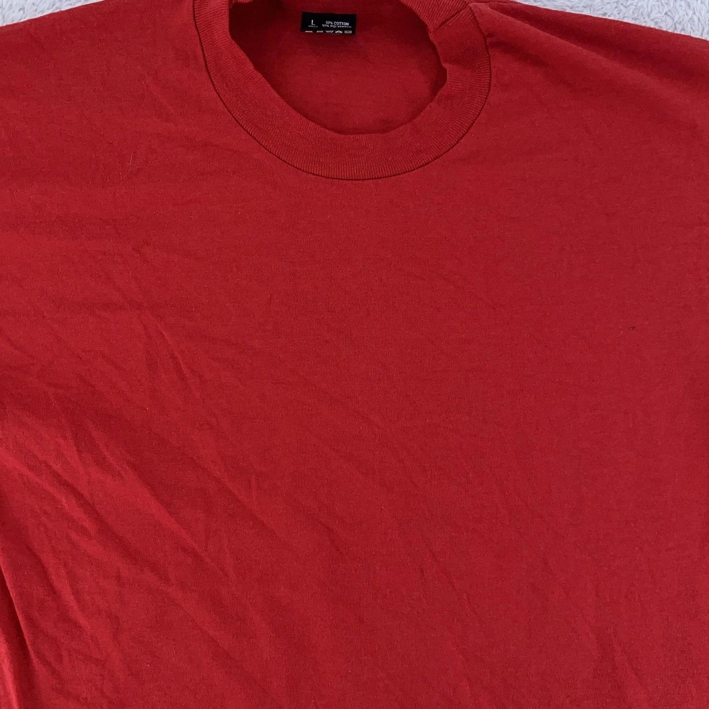 Vintage Blank Red Fruit of the Loom Best Shirt Mens M/L Made USA 50/50 Tee 90s