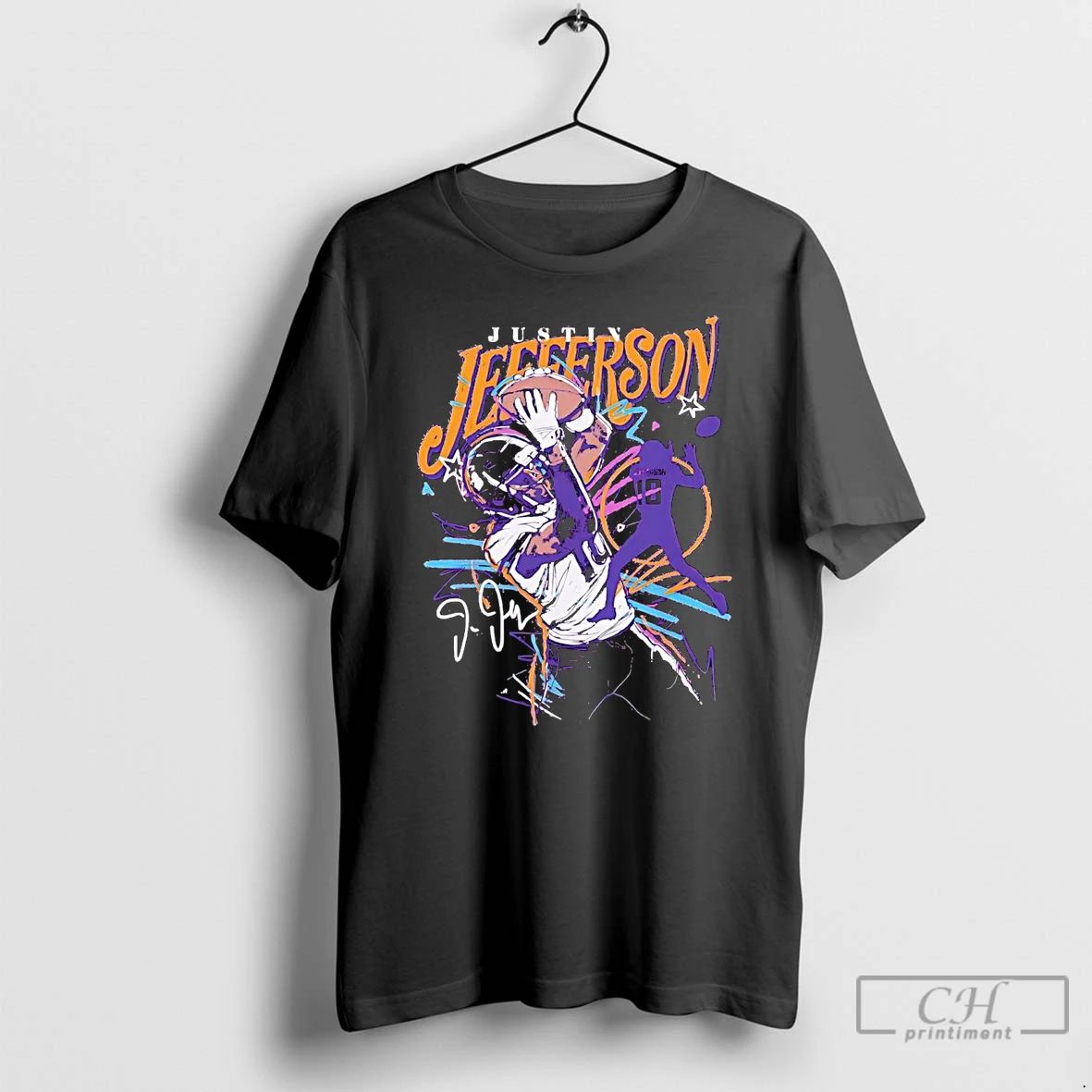 Classic Justin Jefferson Scribble Minnesota Vikings T Shirts