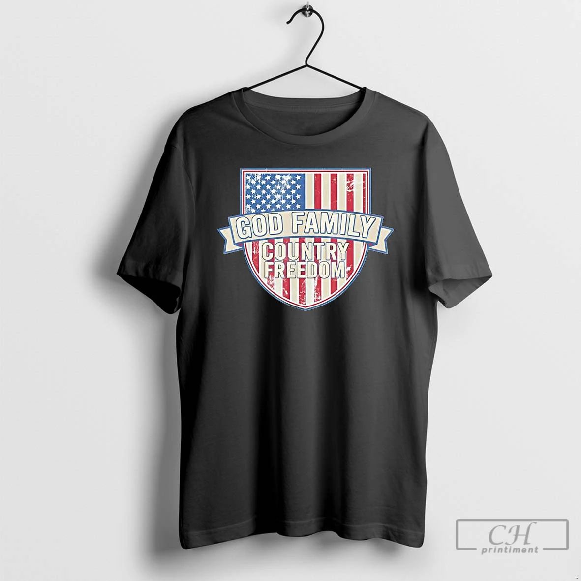 Classic God Family Country Freedom Shield Patriotic T Shirts