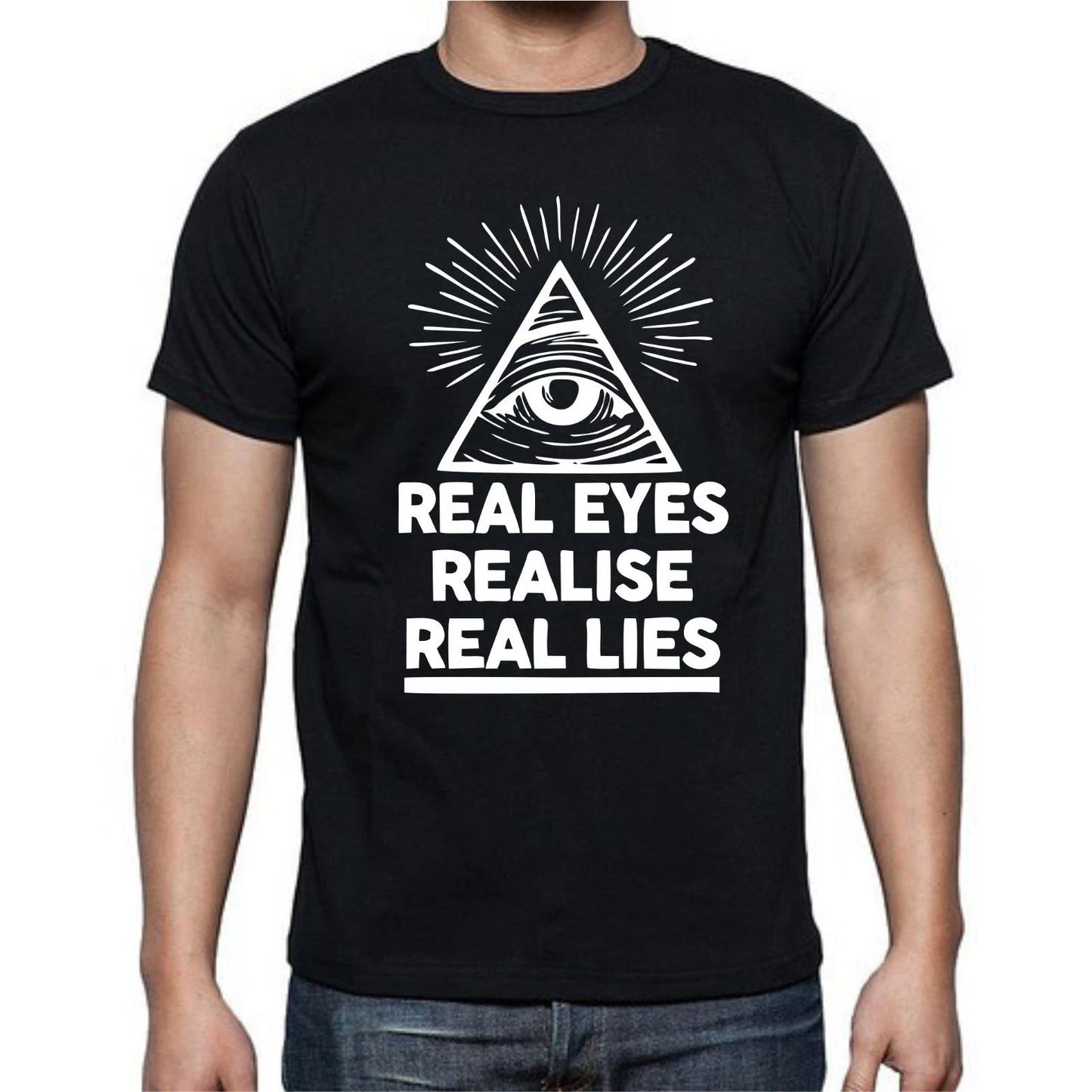 Real Eyes Realise Real Lies Illuminati Triangle T shirt tee