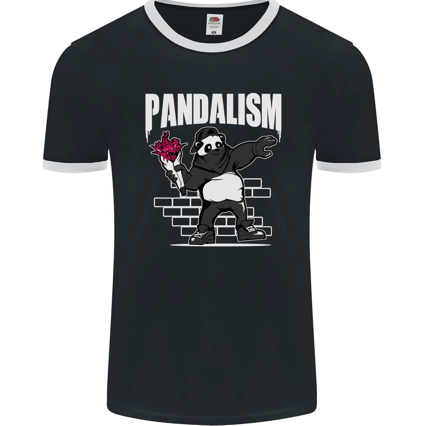 Pandalism Banksy Style Street Art Graffiti Mens Ringer T-Shirt FotL
