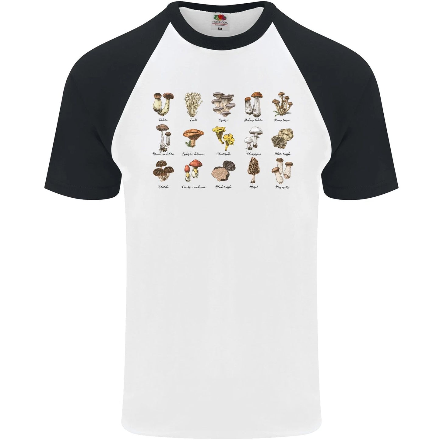 Mushroom Species Foraging Mycology Mens S/S Baseball T-Shirt