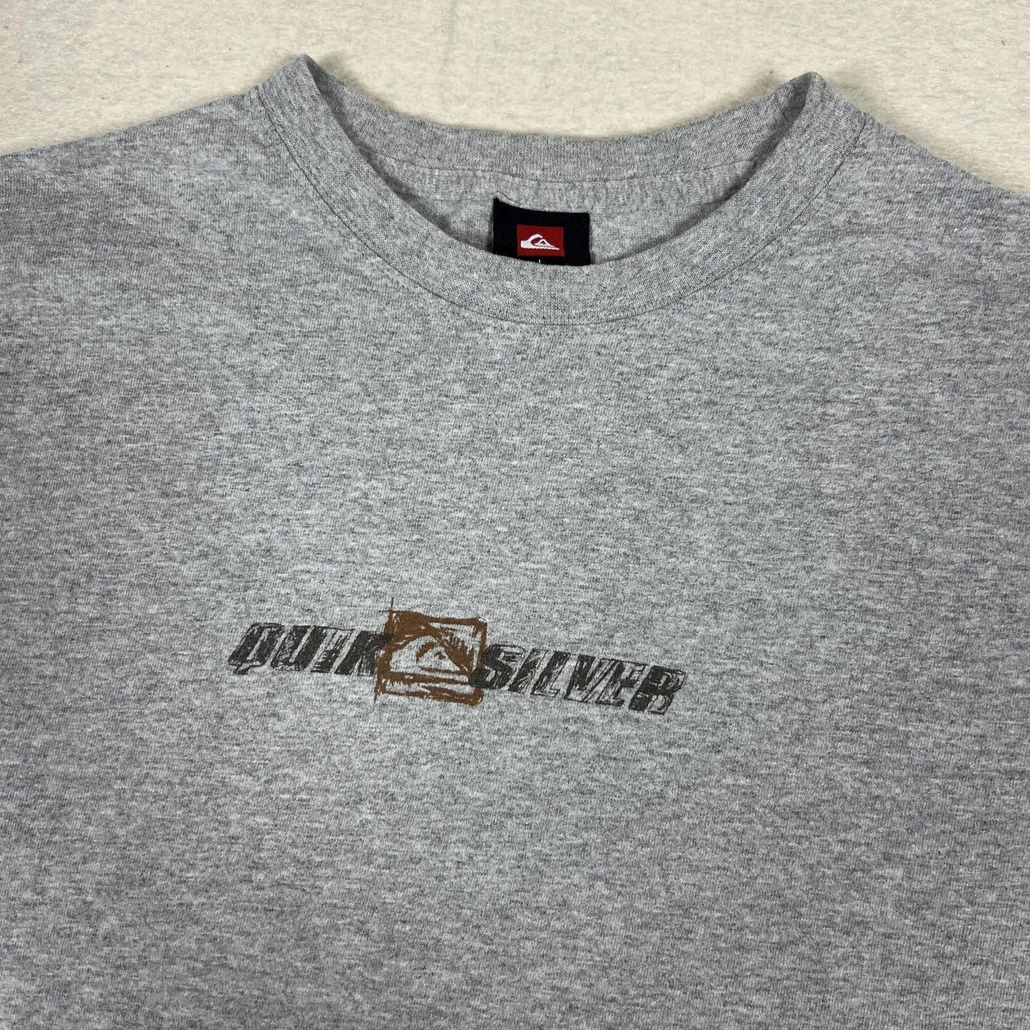 Y2K Quiksilver Shirt Mens L Gray Boardriding Double Sided Graphic Surf Vintage