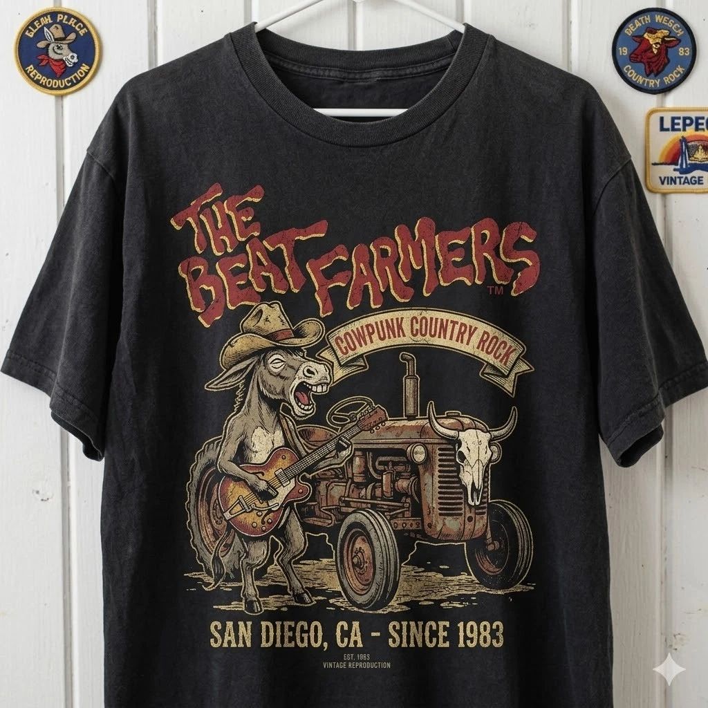 Beat Farmers Style Cowpunk Country Rock Retro Vintage Graphic T-Shirt S-5XL