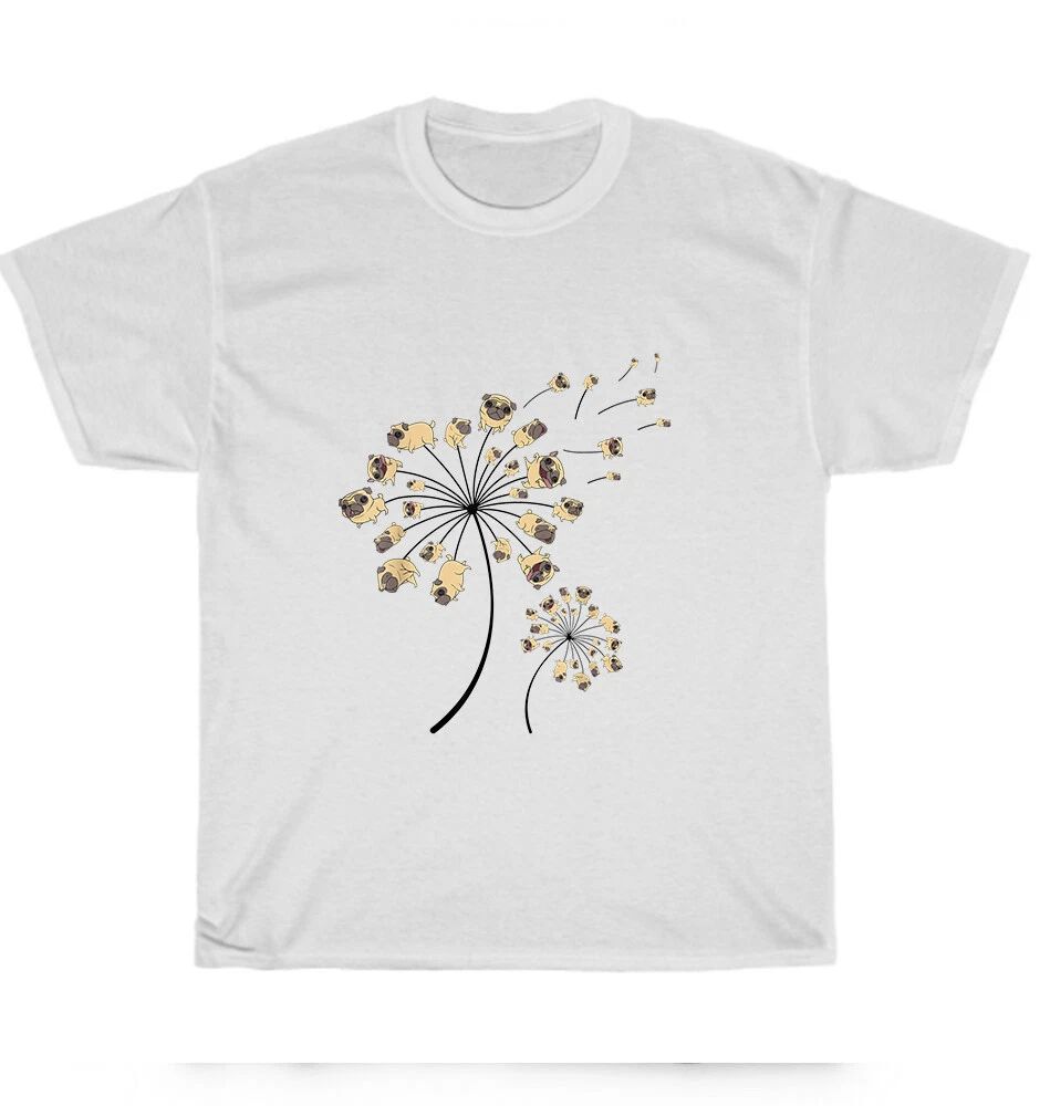 Funny Pug Flower Dog Dandelion Pet Puppy Animal Lover T-Shirt Unisex Tee Gift