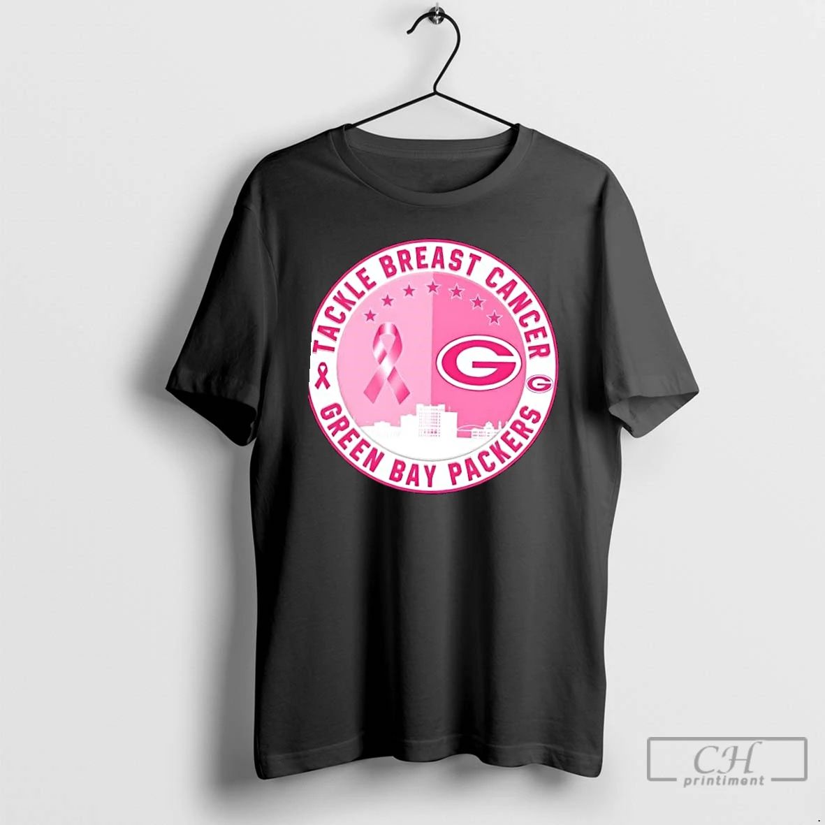 Tackle Breast Cancer Green Bay Packers Football Skyline T Shirts