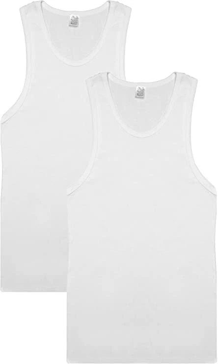 Jill and Jack Mens Tank Top 2-Pack Tagless Cotton Undershirts, Athletic Tank Top