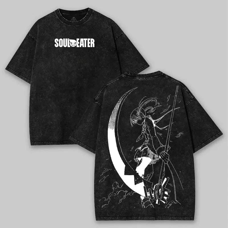 Retro Vintage Unisex Soul Eater Maka Anime Manga Acid Washed Heavyweight T-shirt