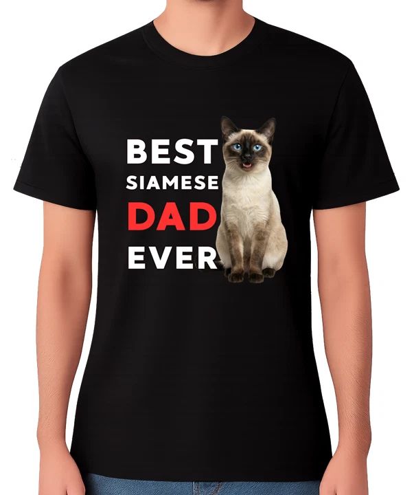 Best Siamese Dad Ever T-Shirt Cat Lover Fathers Men's Tee