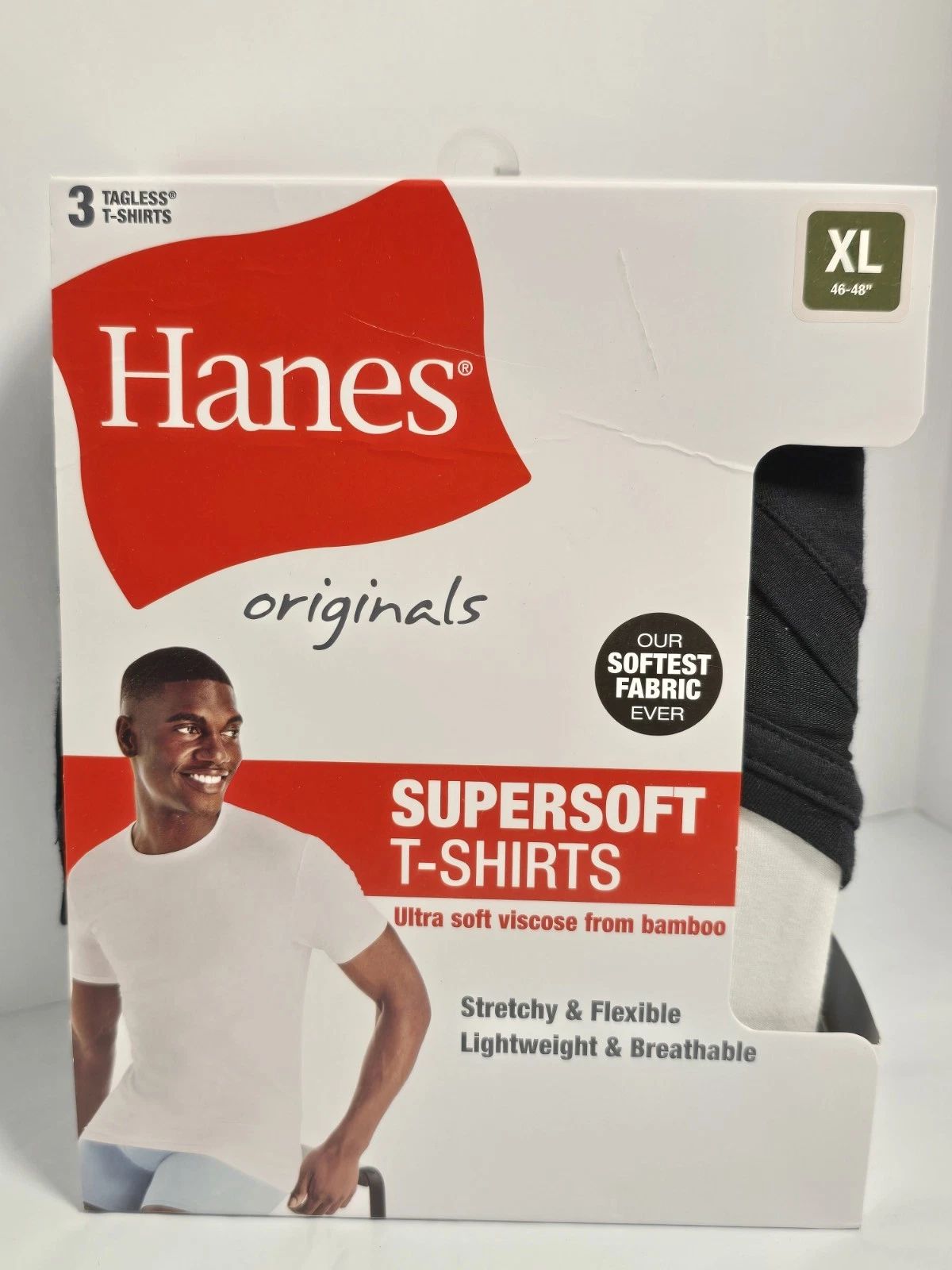 New Men's Hanes Originals 3 Pack Tagless SuperSoft Modern Crewneck T-Shirts XL