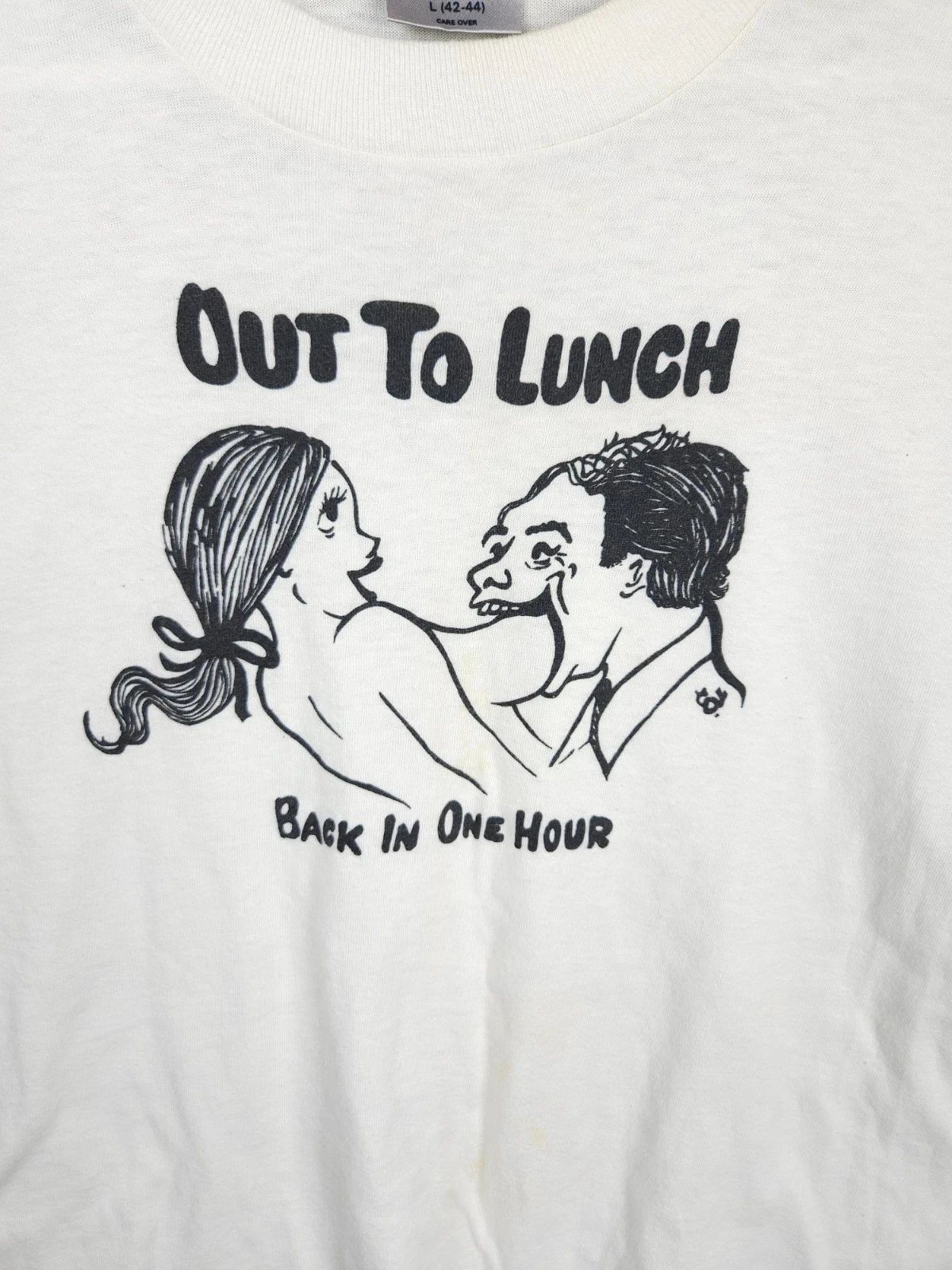 Funny Graphic Tee Shirt Adult White Discolored