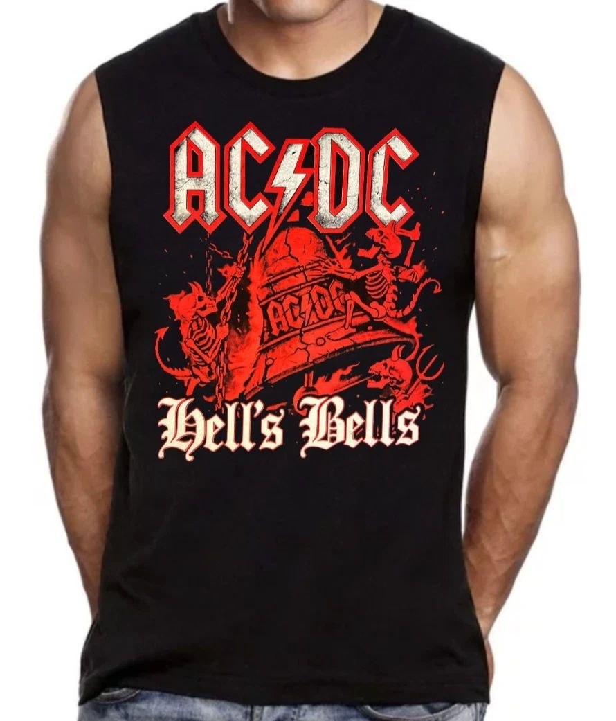 ACDC HELL'S BELLS ROCK Band Men's Muscle Shirt (Multiple Colors)