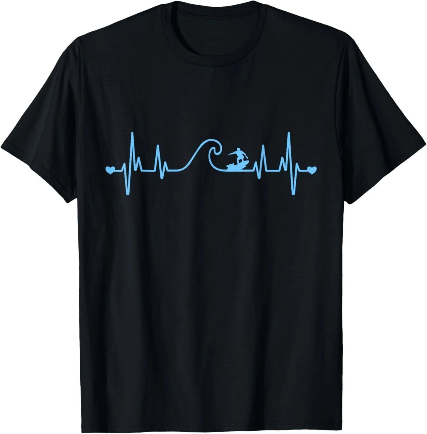 Surfer Summer Waves Heartbeat Surfing Novelty T-Shirt