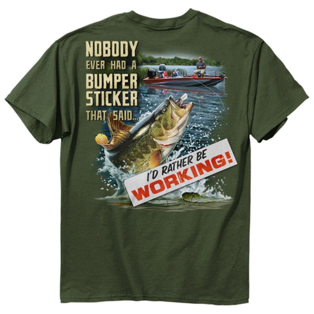 Funny Fishing Bass Buckwear Tee Nobody ever had a Bumper Sticker thad said...