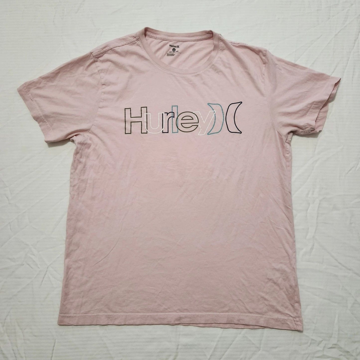 Mens HURLEY Logo Tshirt Sz XL Light Pink Surf Beach