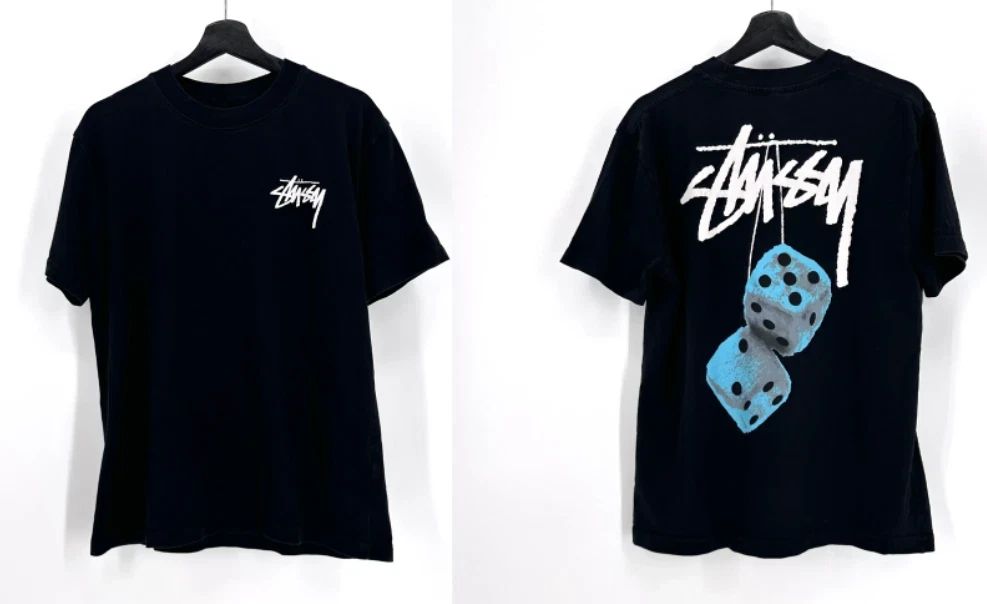 Stussy Fuzzy Dice Black Tee Streetwear Graphic Mens T-Shirt S-5XL