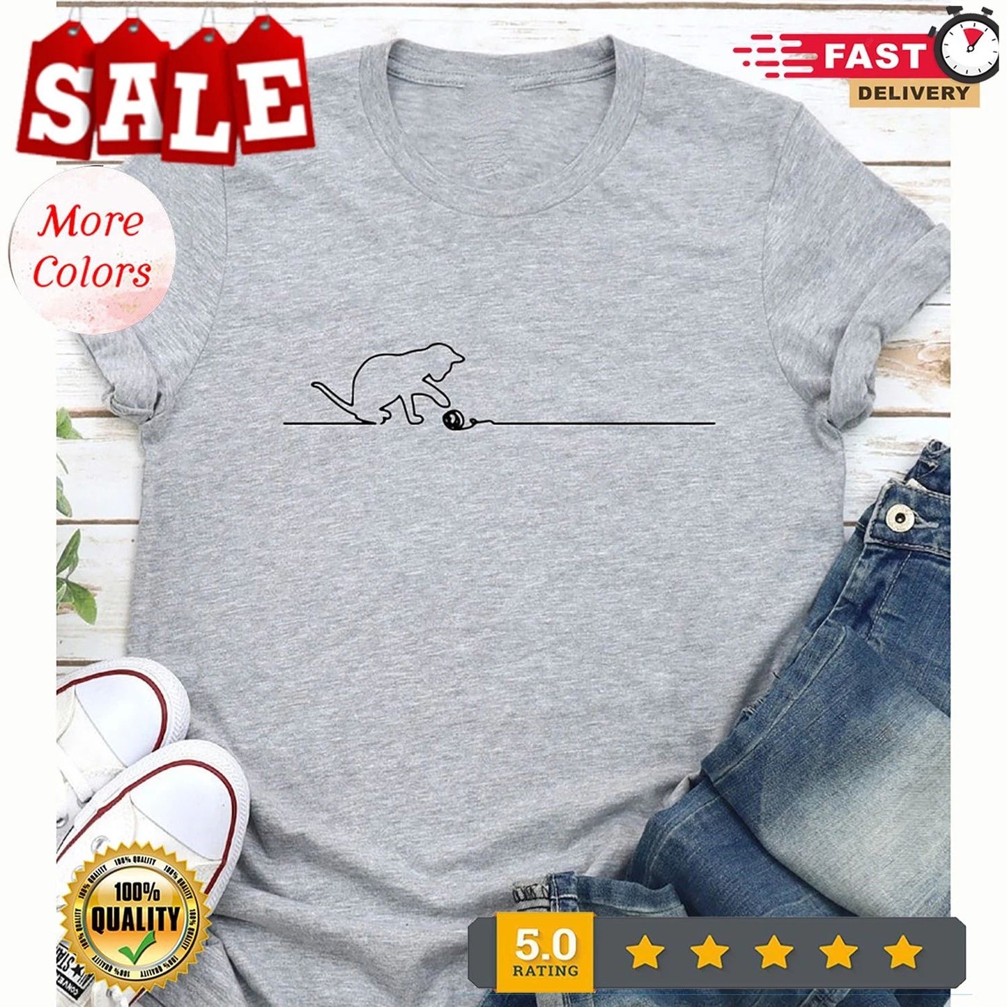 Cute Cat Playing With Thread Shirt, Cat Lover Shirt, Funny Cat Shirt, Animal ...